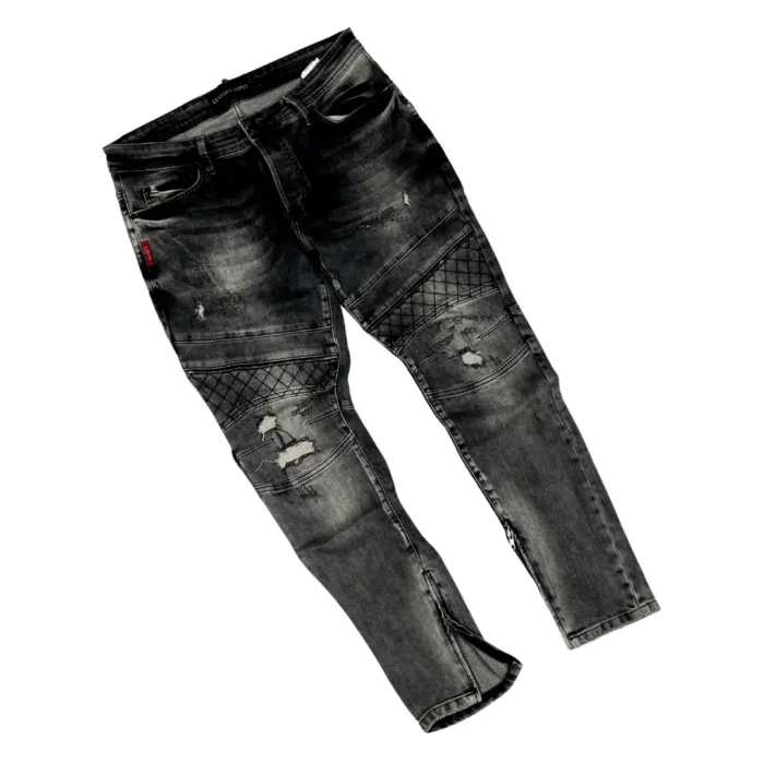 Leonardo Lopes czarne distressed spodnie jeansowe z dziurami streetwear (36)