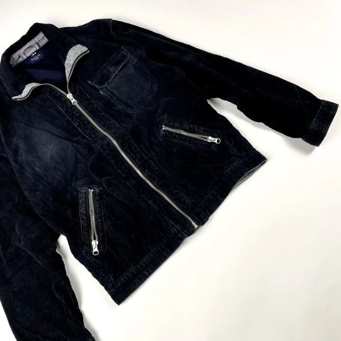 Paul Smith Jeans zapinana sztruksowa kurtka navy 90s y2k denim (M/L) - obrazek 3