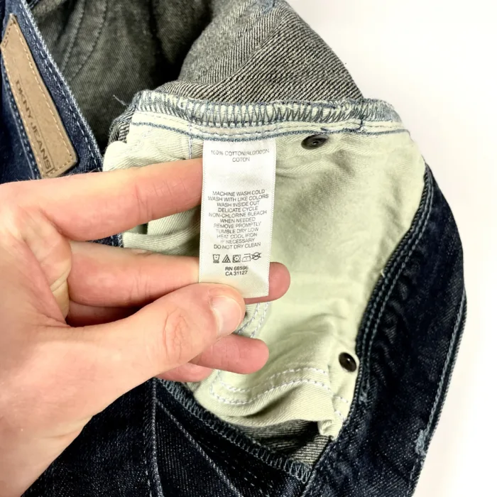 DKNY navy faded spodnie jeansowe denim (L/XL) - obrazek 6