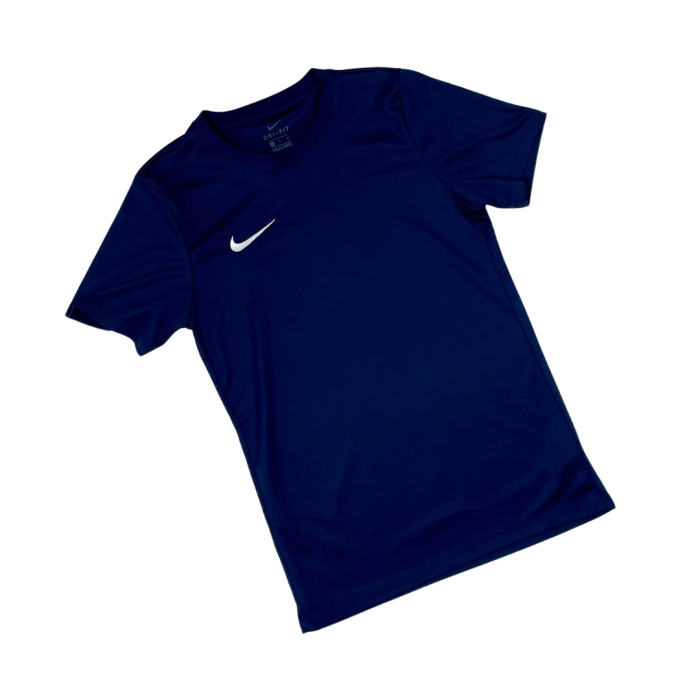 Nike navy sportowy T-shirt z haftem (S/M)