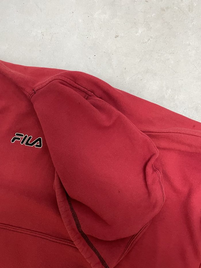 Vintage Fila hoodie bluza z kapturem z dużym haftem 90s (L) - obrazek 5