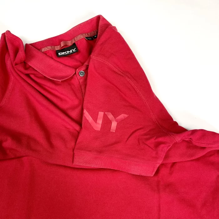 DKNY polo T-shirt czerwona koszulka polówka (M) - obrazek 4