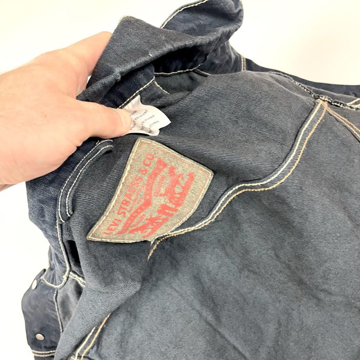 Vintage distressed custom denim jacket Levi's 90s kurtka jeansowa (L) - obrazek 5