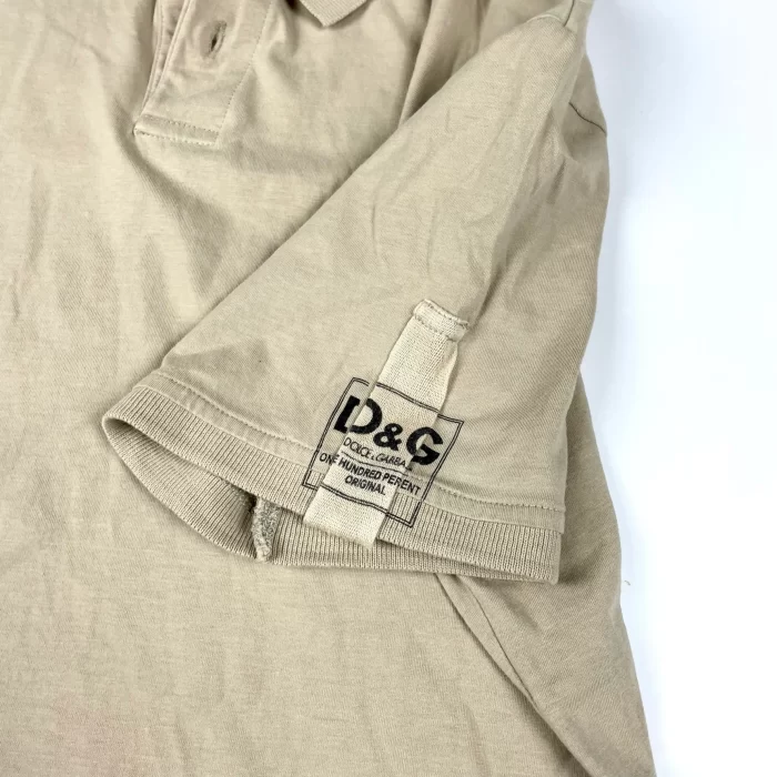 Dolce & Gabbana beżowe vintage polo T-shirt polówka (S/M) - obrazek 4