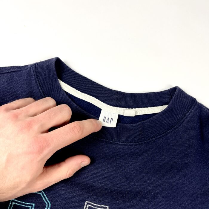 Oversize boxy GAP navy crewneck bluza z nadrukiem y2k (S/M) - obrazek 3