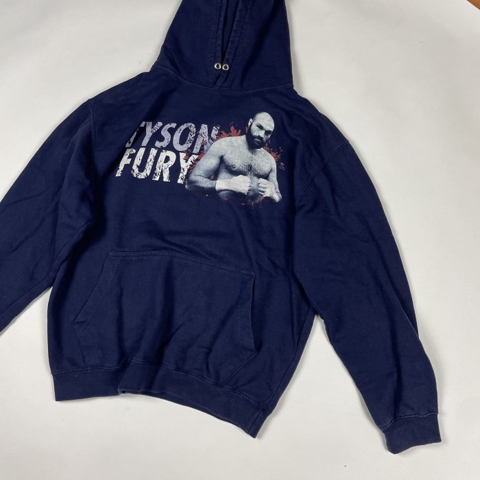 Vintage Tyson Fury navy hoodie bluza z kapturem boxy retro 90s y2k (M) - obrazek 3