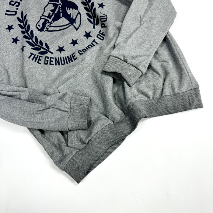 U.S. Polo Assn. grey hoodie szara bluza z kapturem duży nadruk streetwear (L) - obrazek 4