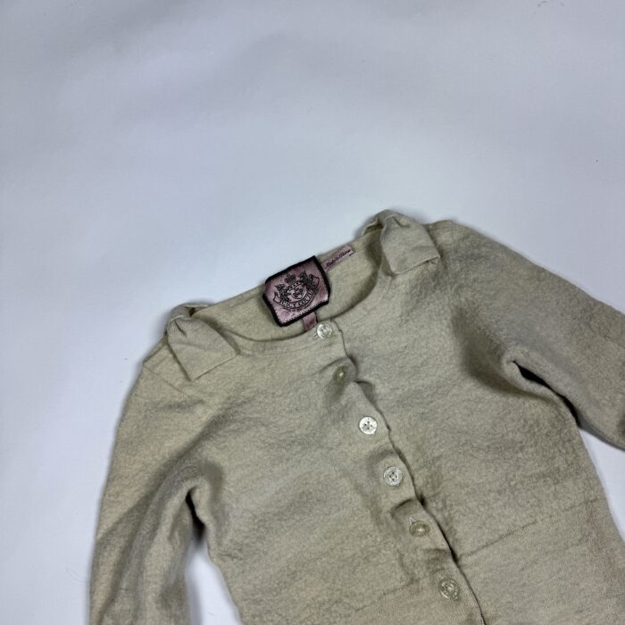 Vintage Juicy Couture beżowy sweterek damski cardigan 90s 80s y2k (XXS/XS) - obrazek 3