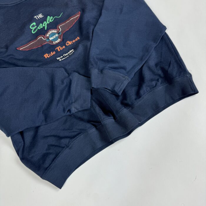 Vintage oversize boxy navy crewneck z dużym haftem 90s 80s (M/L) - obrazek 3