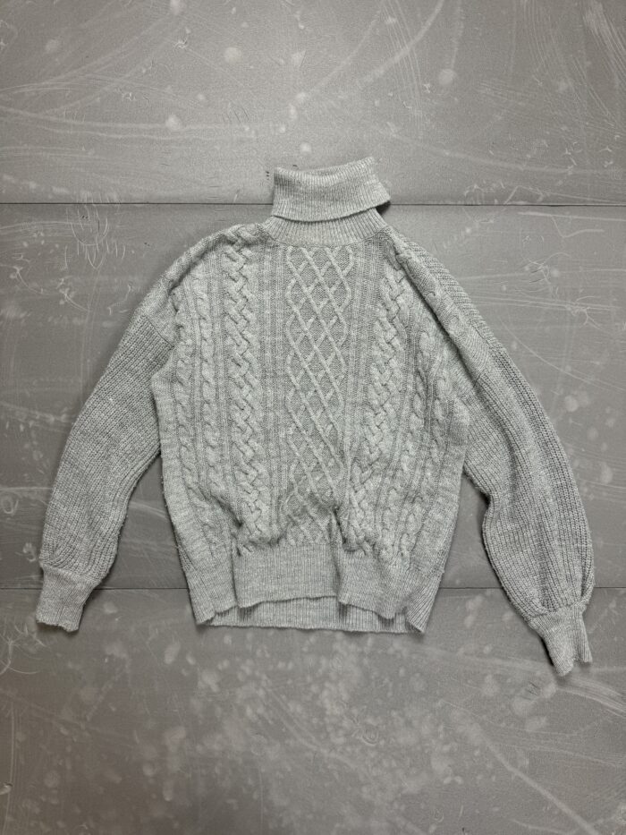 Szary dziargany sweter z golfem retro (XS/S)