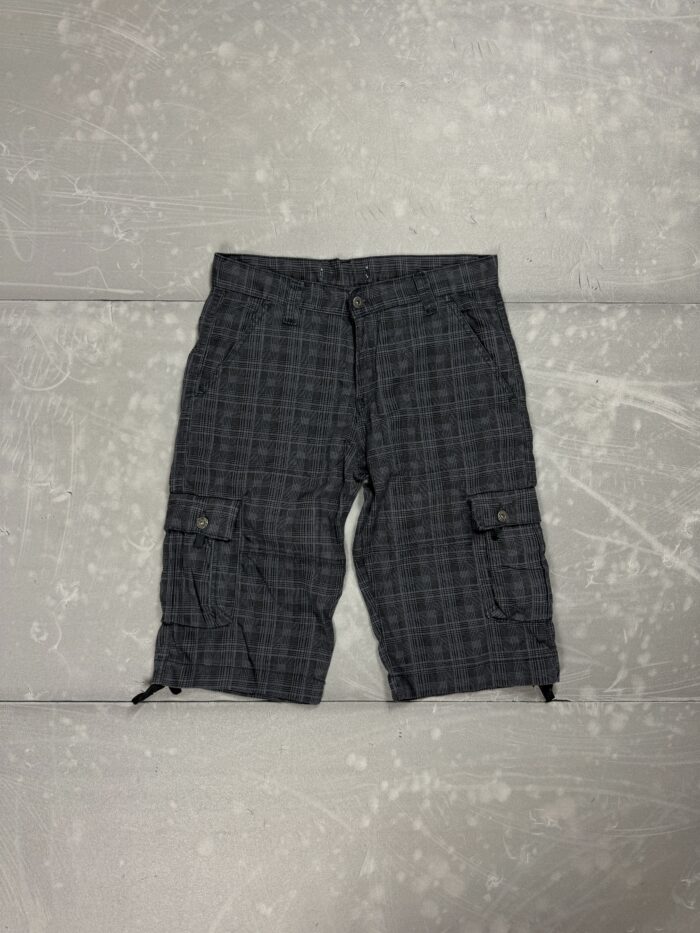 Cargo krótkie spodenki jeansowe w kratkę 90s (M/L)