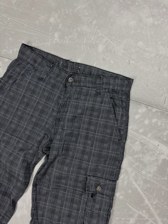 Cargo krótkie spodenki jeansowe w kratkę 90s (M/L) - obrazek 3