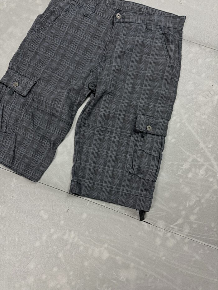 Cargo krótkie spodenki jeansowe w kratkę 90s (M/L) - obrazek 4