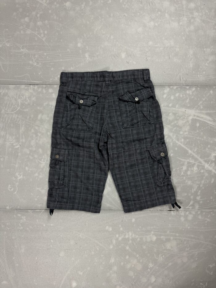 Cargo krótkie spodenki jeansowe w kratkę 90s (M/L) - obrazek 2