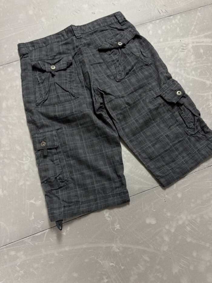 Cargo krótkie spodenki jeansowe w kratkę 90s (M/L) - obrazek 5