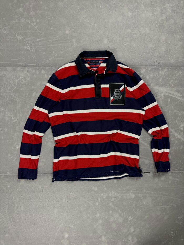 Tommy Hilfiger distressed custom polo longsleeve (M/L)