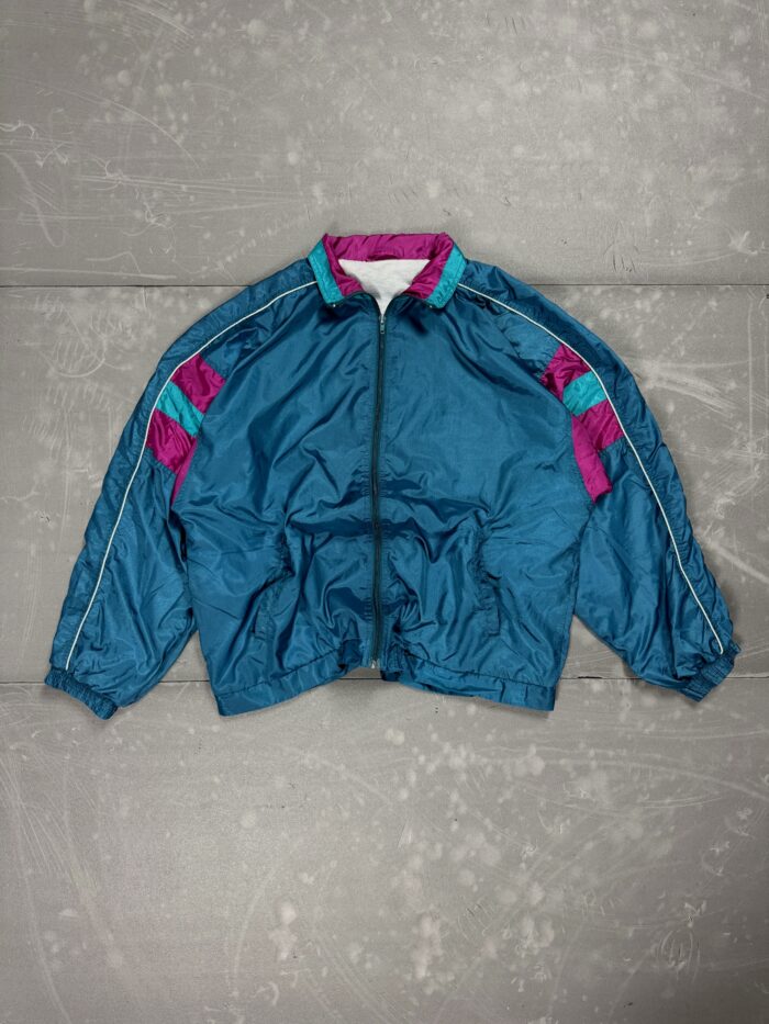 Vintage 80s windbreaker kurtka przeciwwiatrowa boxy (L)