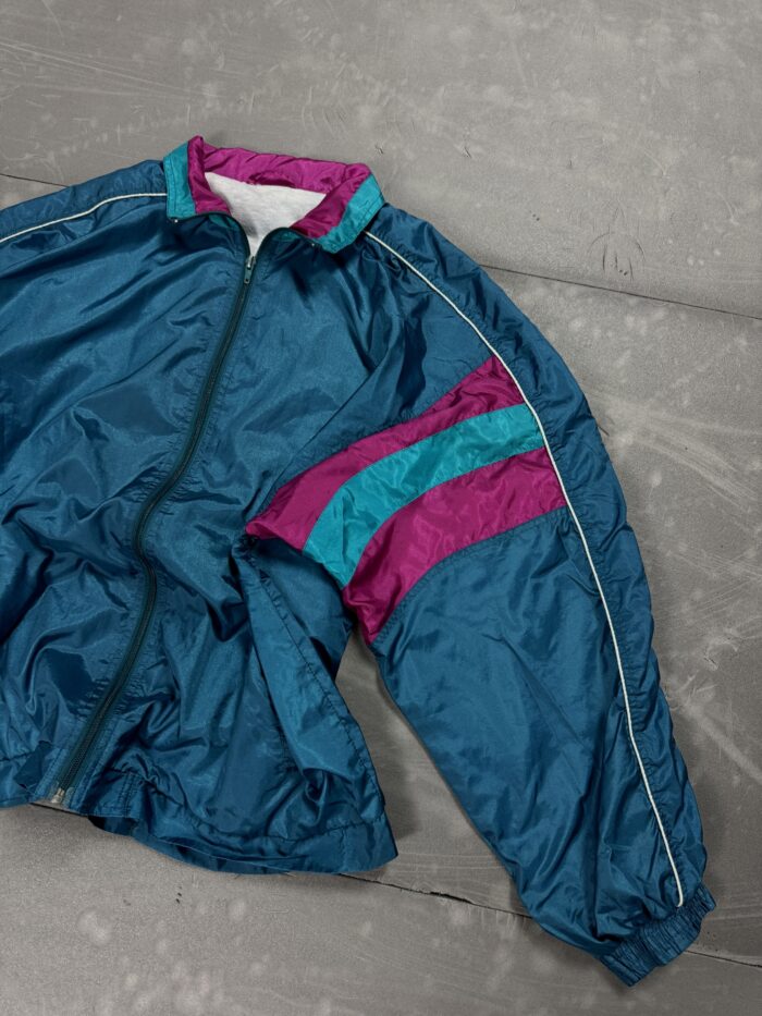 Vintage 80s windbreaker kurtka przeciwwiatrowa boxy (L) - obrazek 3