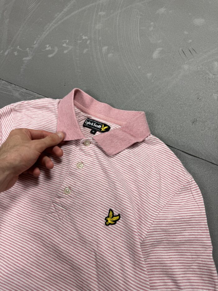 Lyle & Scott koszulka polo z haftem w paski (M) - obrazek 2