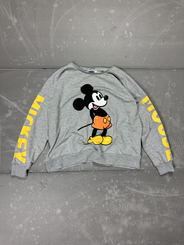 Mickey Mouse szara bluza crewneck z dużym printem (M)