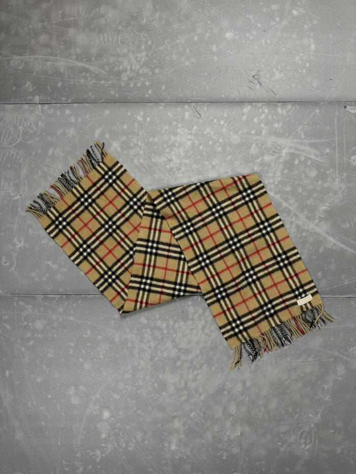 Vintage burberry kaszmirowy szalik w kratkę