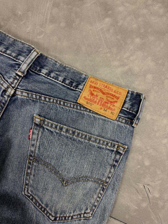 Levi's 505 denim spodnie jeansowe straight fit washed faded (34x30) - obrazek 4