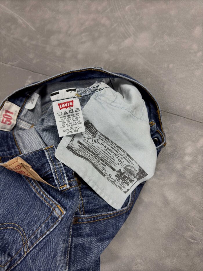 Levi's 501 denim straight fit spodnie jeansowe washed faded (29x30) - obrazek 5