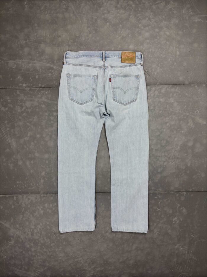 Levi's 501 babyblue y2k denim spodnie jeansowe washed (32x30) - obrazek 2