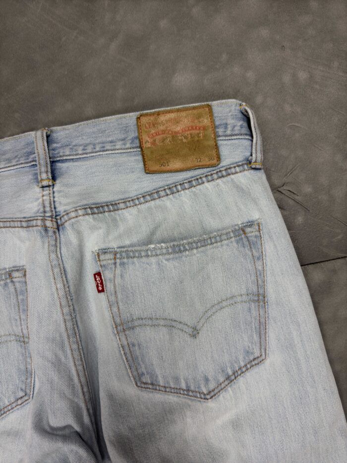 Levi's 501 babyblue y2k denim spodnie jeansowe washed (32x30) - obrazek 3