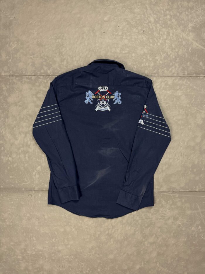 La Martina navy koszula z haftami y2k (L/XL) - obrazek 2