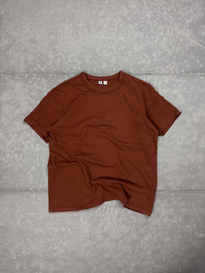 Uniqlo brązowy T-shirt basic boxy y2k (L)