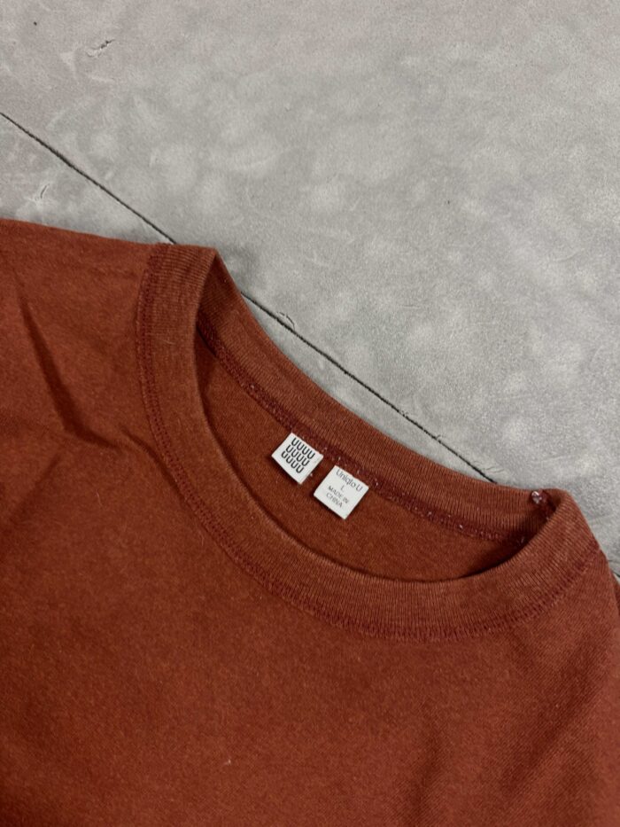 Uniqlo brązowy T-shirt basic boxy y2k (L) - obrazek 5