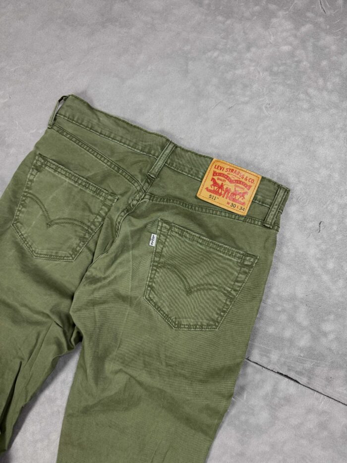 Levi's 511 zielone spodnie jeansowe denim y2k (30x34) - obrazek 3