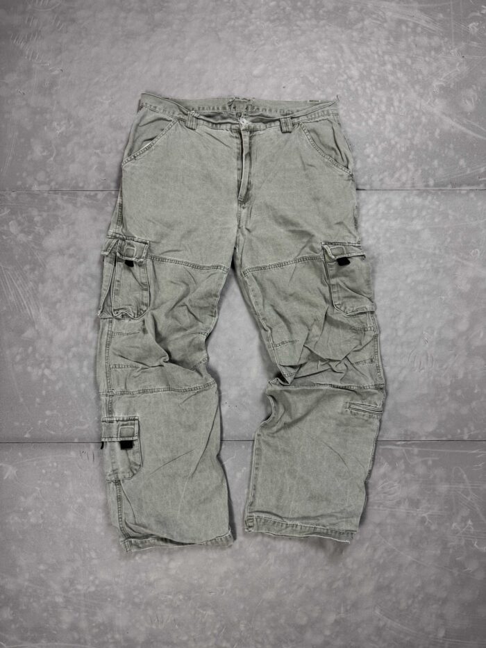 Vintage cargo spodnie jeansowe denim oversize washed faded (L/XL)