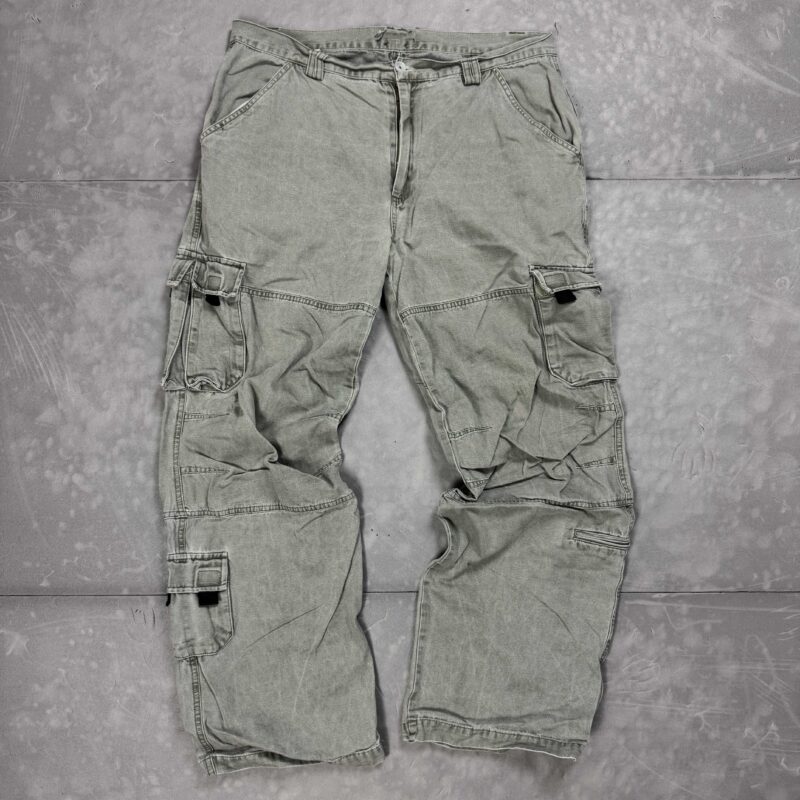 Vintage cargo spodnie jeansowe denim oversize washed faded (L/XL)