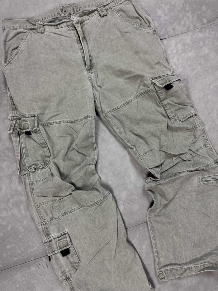 Vintage cargo spodnie jeansowe denim oversize washed faded (L/XL) - obrazek 3