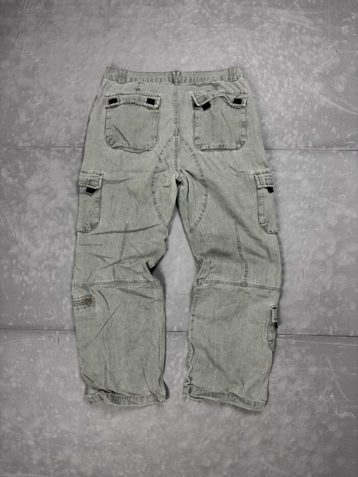 Vintage cargo spodnie jeansowe denim oversize washed faded (L/XL) - obrazek 2