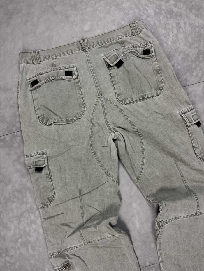 Vintage cargo spodnie jeansowe denim oversize washed faded (L/XL) - obrazek 4