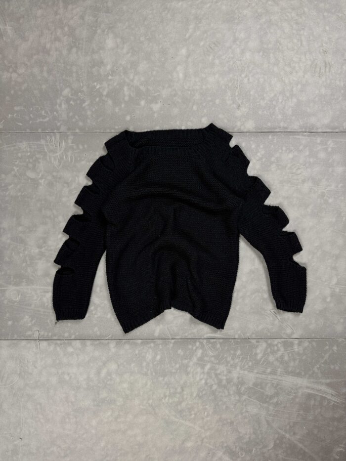 Vintage sweter z wycięciami na rękawach y2k (M)