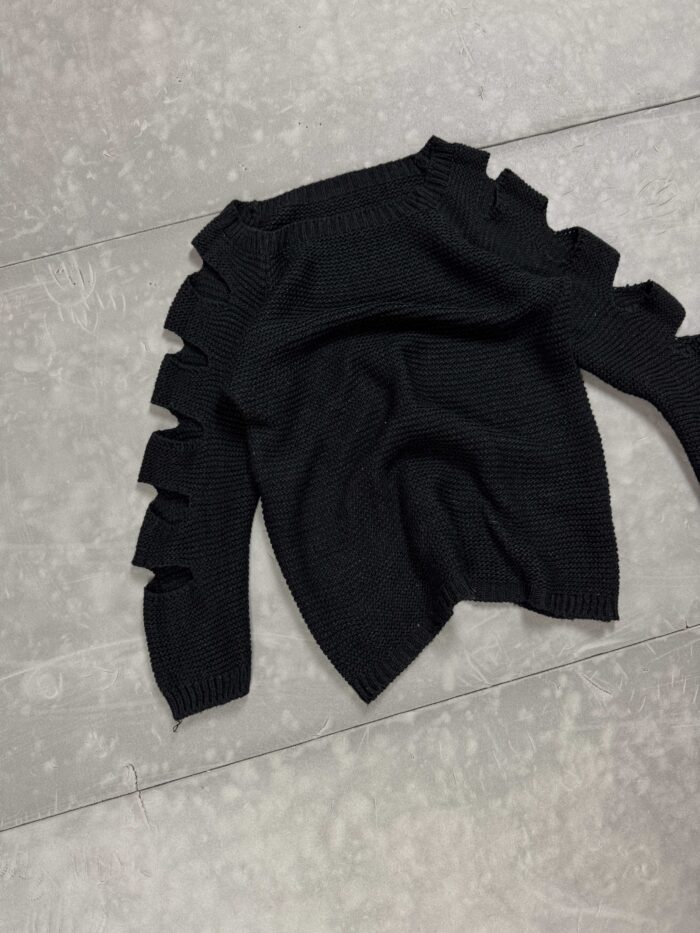 Vintage sweter z wycięciami na rękawach y2k (M) - obrazek 3