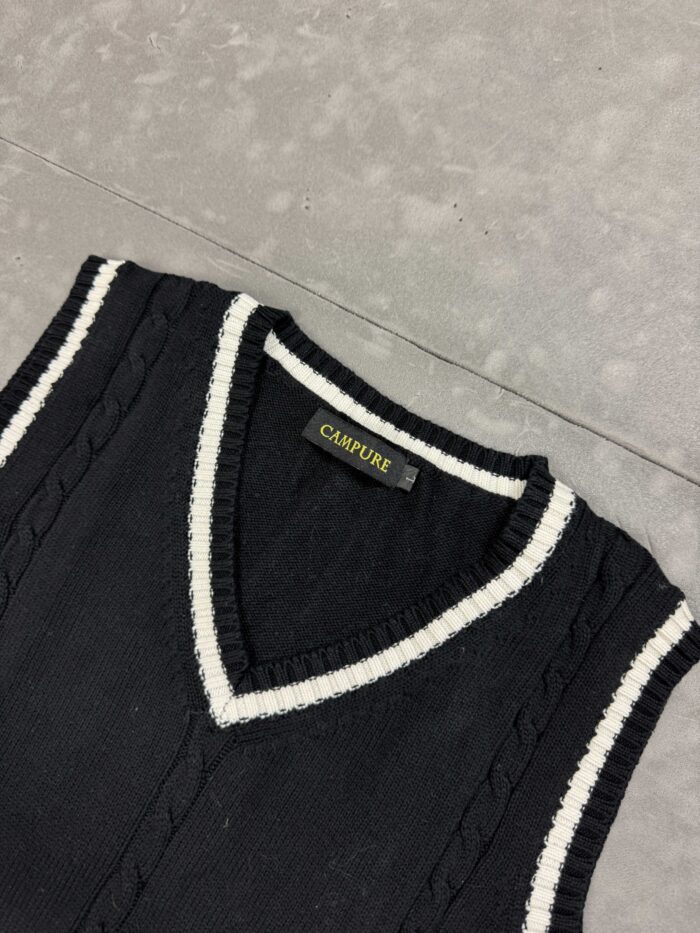 Vintage y2k sweter knit vest kamizelka (M/L) - obrazek 4