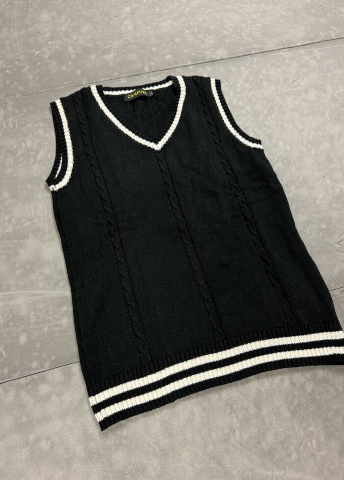 Vintage y2k sweter knit vest kamizelka (M/L) - obrazek 3
