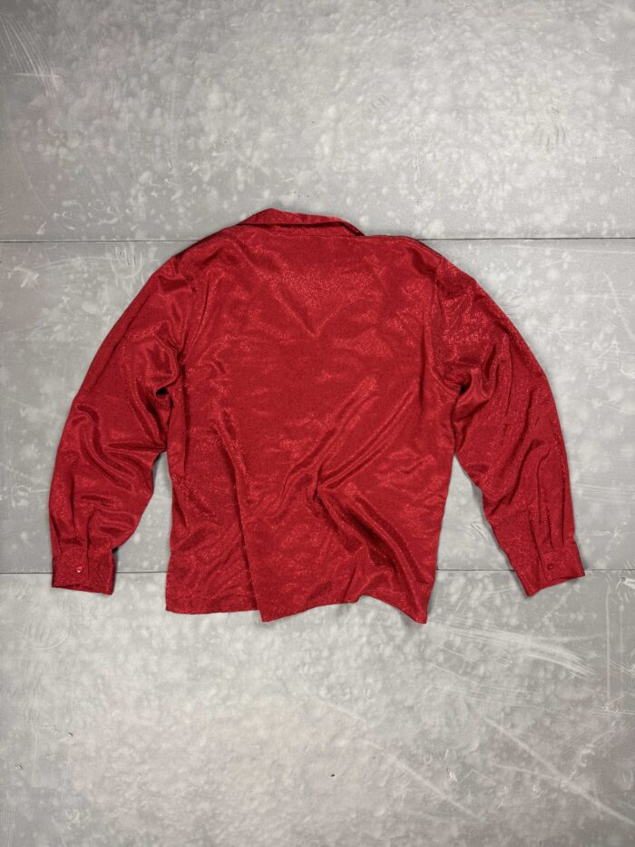 Vintage czerwona błyszcząca koszula retro 90s (M/L) - obrazek 2