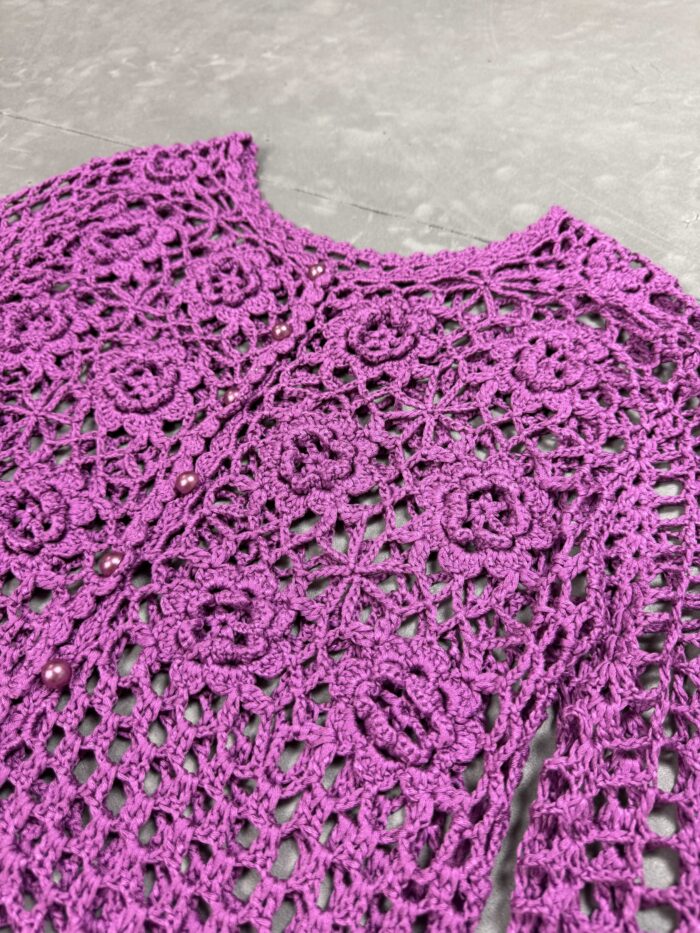 Vintage sweter narzutka kardigan zapinany knit 90s (S) - obrazek 3