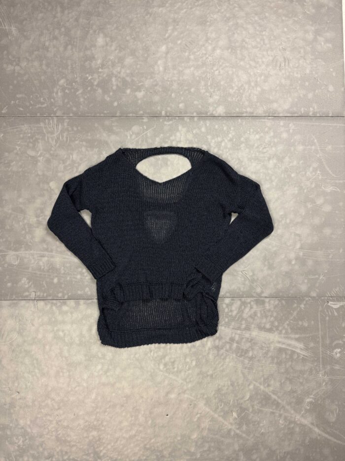 Navy dziargany knit sweter z wycięciami na plecach y2k (S)