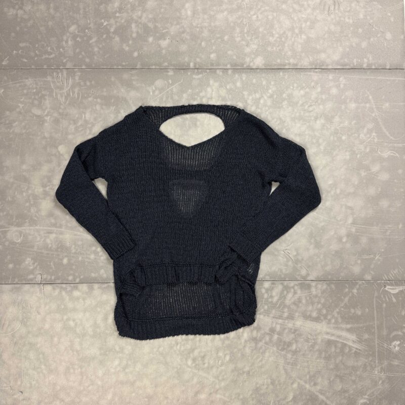 Navy dziargany knit sweter z wycięciami na plecach y2k (S)