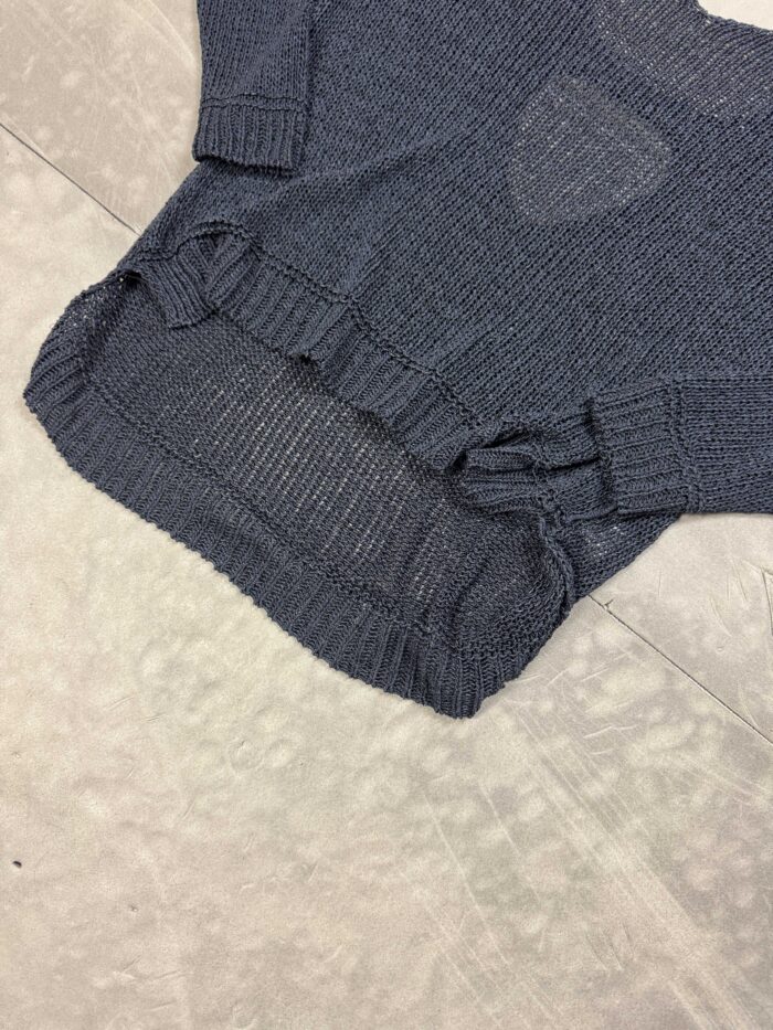 Navy dziargany knit sweter z wycięciami na plecach y2k (S) - obrazek 3