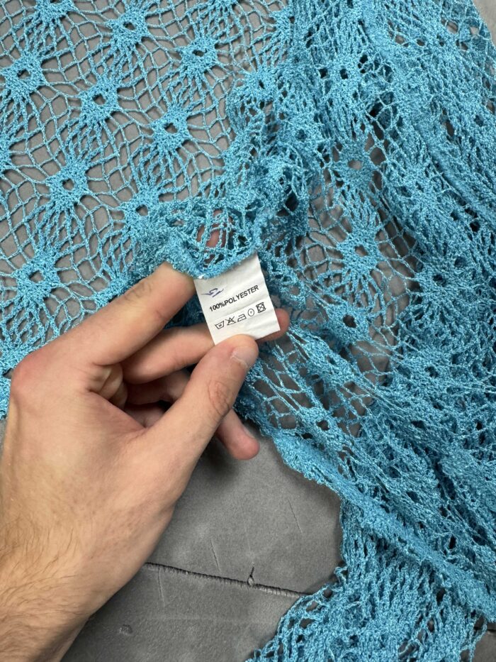 Niebieski dziargany sweterek narzutka knit 90s - obrazek 3