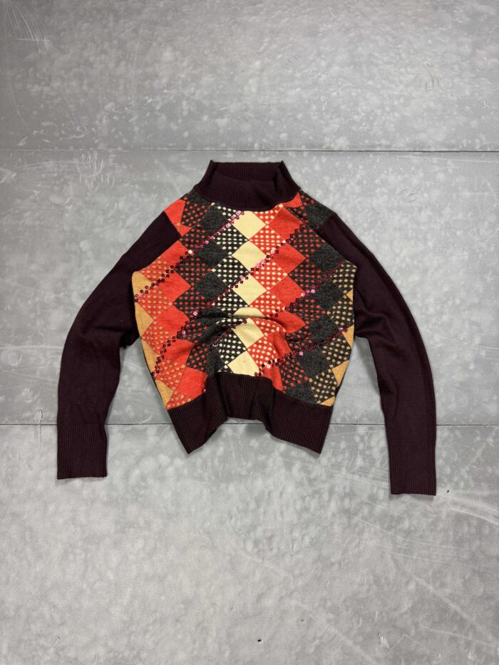 Vintage y2k sweter w romby retro (S)