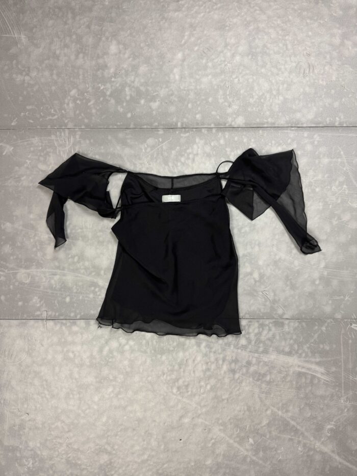 Wallis czarna bluzka z falbankami top y2k (S/M)